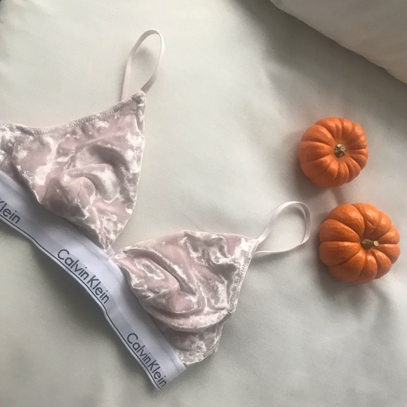 calvin klein pink velvet bralette